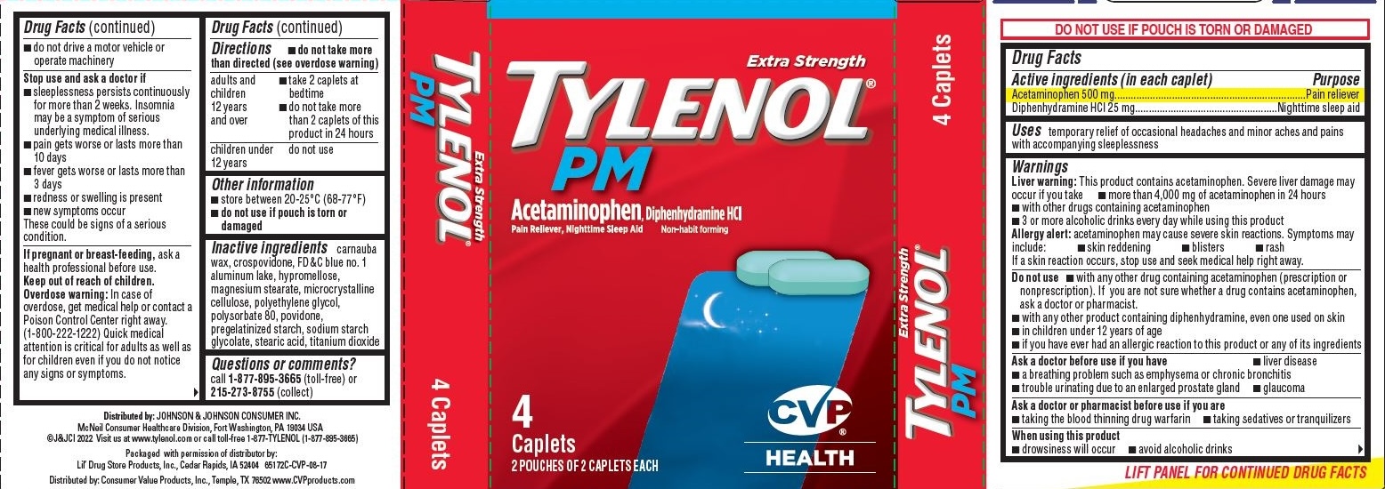 Tylenol PM label — Acetaminophen 500mg, Diphenhydramine HCl 25mg